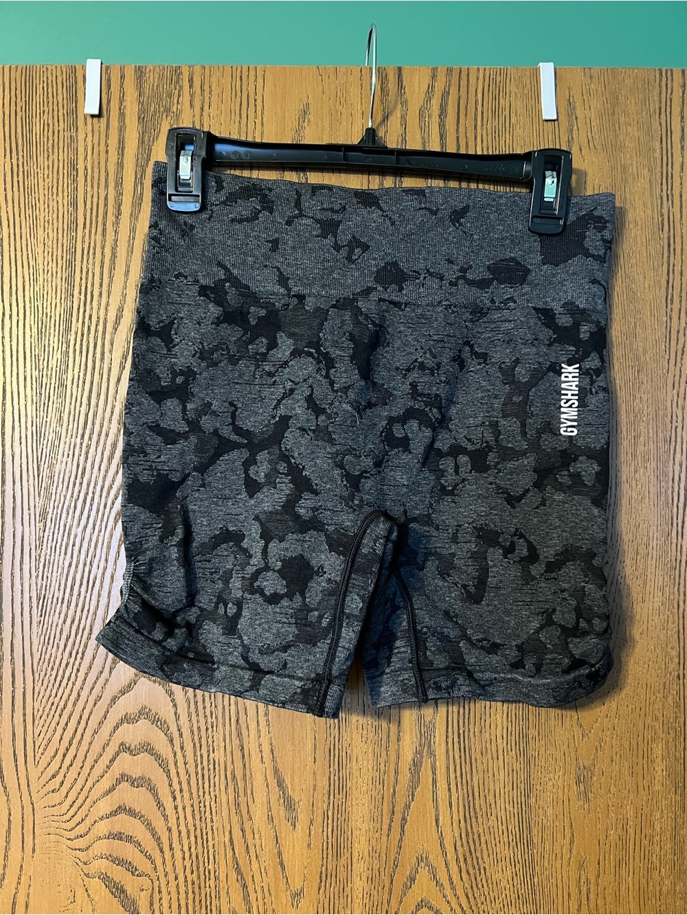 Gymshark Women's High-Waist Dark Charcoal Camo Bike Shorts